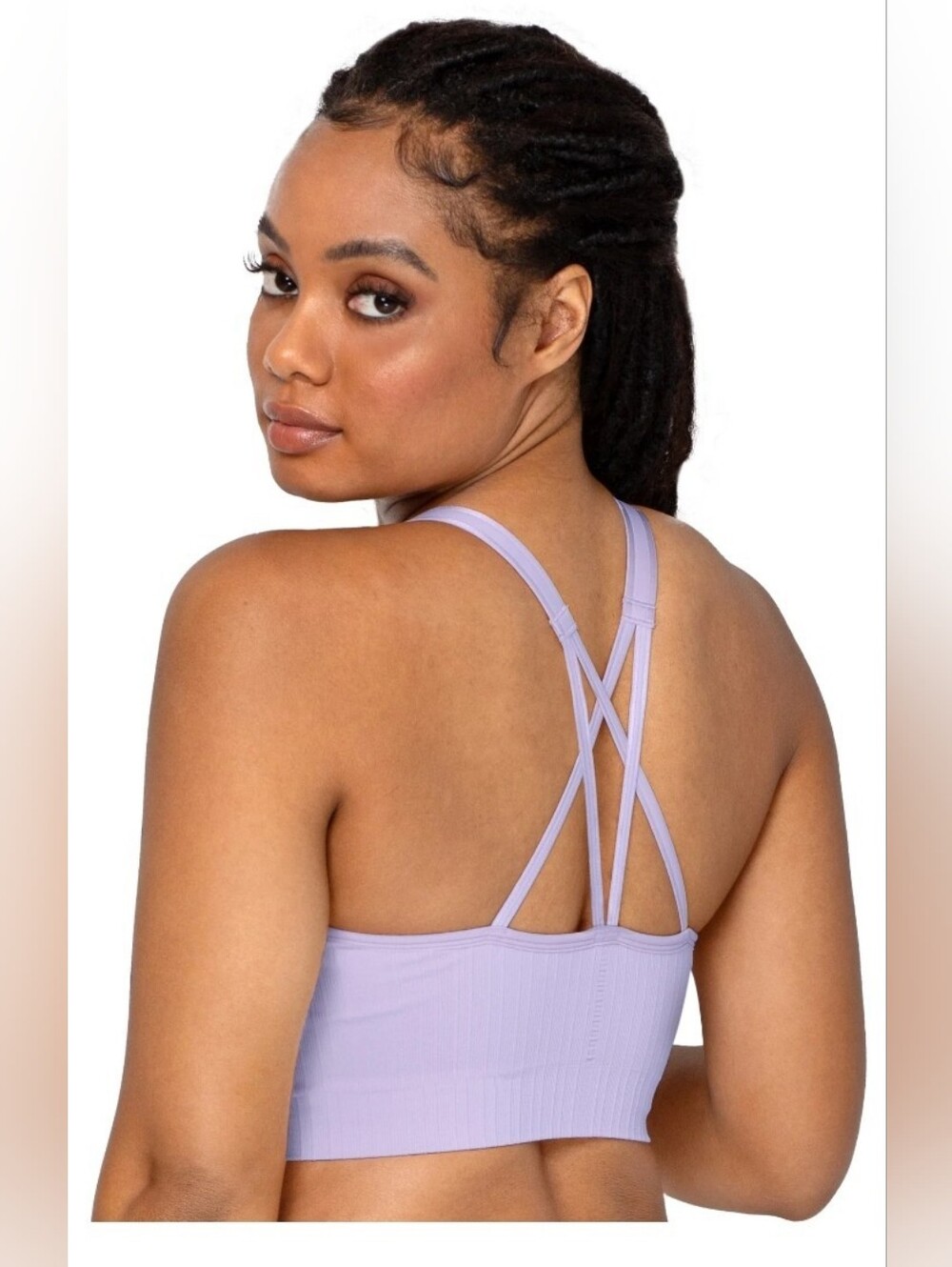 Fruit Of The Loom Seamless Strappy Back Longline Bras, Lilac/Grey, XXL - Picture 6 of 8